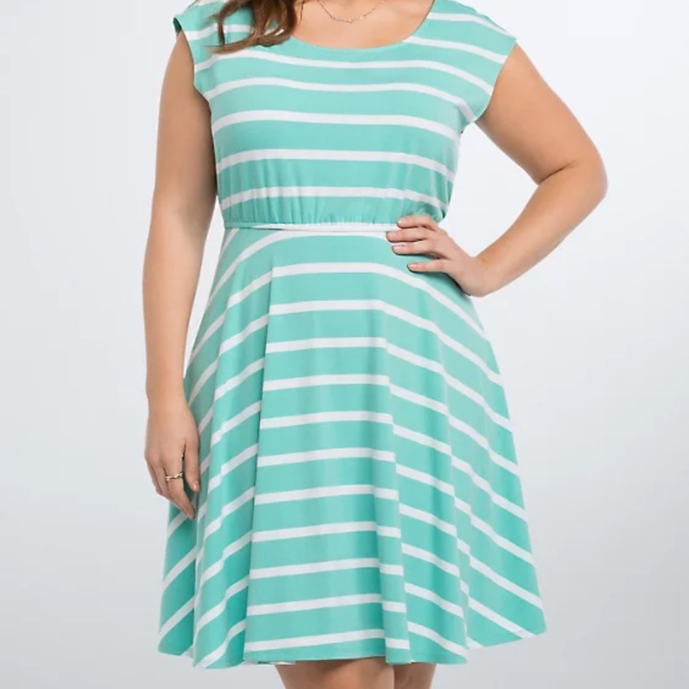 Torrid STRIPED JERSEY SKATER DRESS